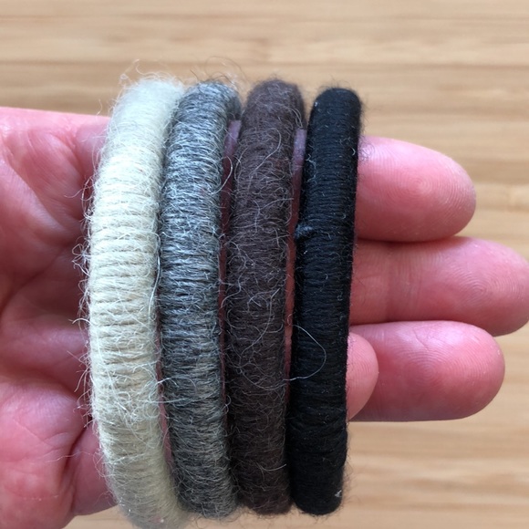 Set of Four Handcrafted Wool-Wrapped Cloisonné Bangles - Picture 2 of 4